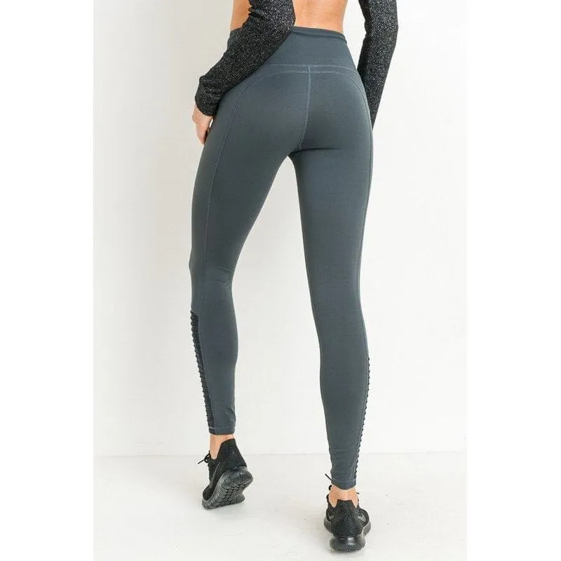 Highwaist Zipper Pocket Moto Mesh Full Leggings