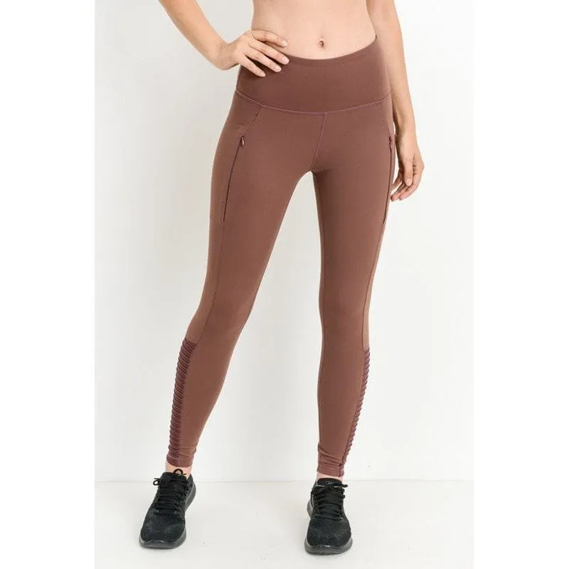 Highwaist Zipper Pocket Moto Mesh Full Leggings