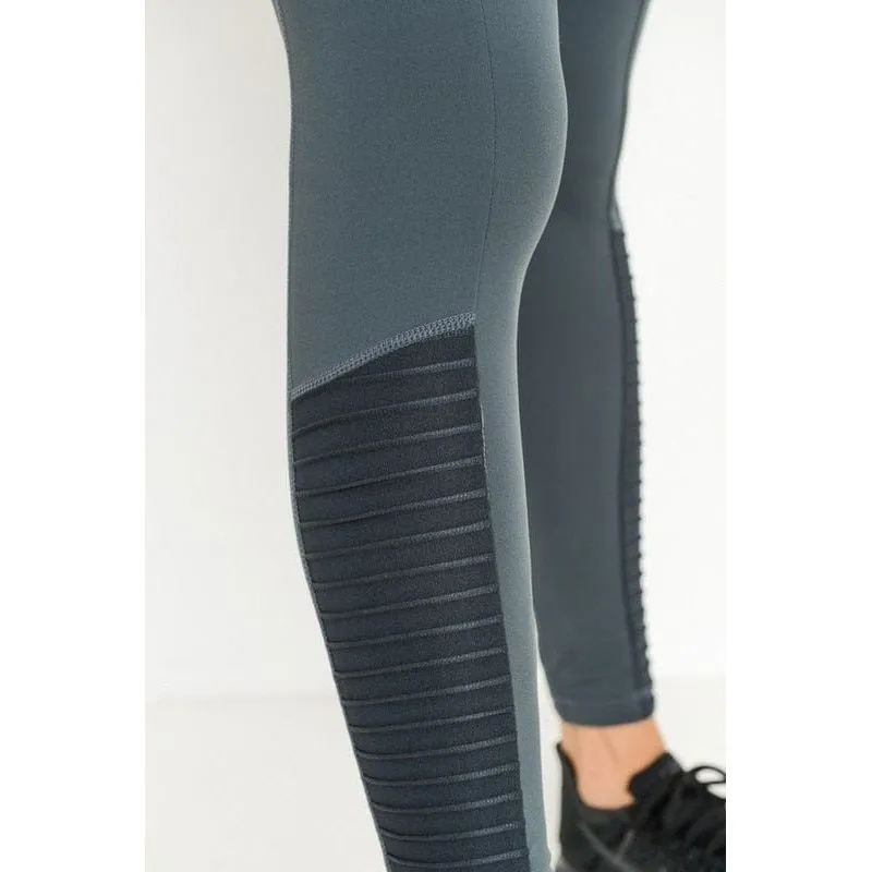 Highwaist Zipper Pocket Moto Mesh Full Leggings