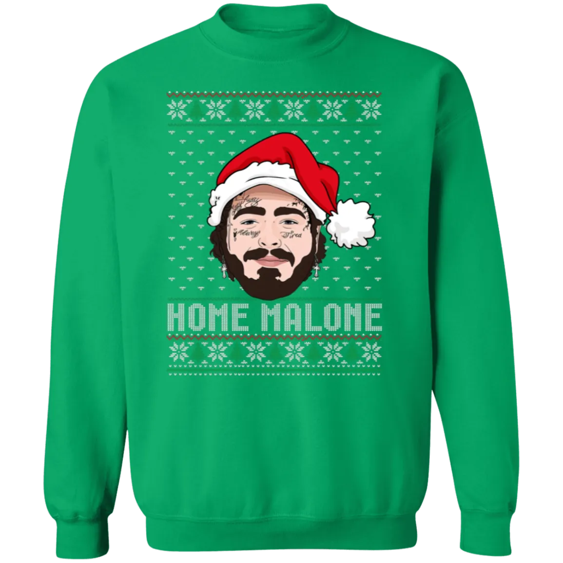 Home Malone Gildan Crewneck Sweatshirt – Post Malone & Home Alone Inspired Ugly Christmas Sweater