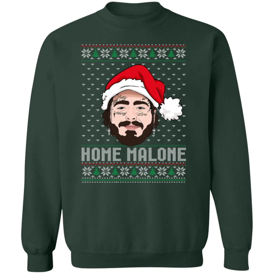 Home Malone Gildan Crewneck Sweatshirt – Post Malone & Home Alone Inspired Ugly Christmas Sweater