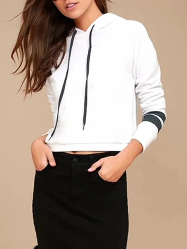 Hooded Striped Print Short Casual Sweater