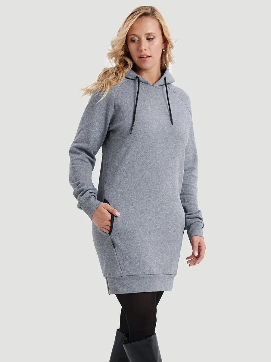 Hoodie Dress - Gris Foncé Chiné