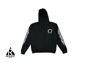 Horseshoe Floral Pullover Hoodie "Black"