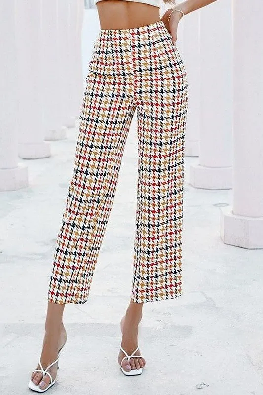 Houndstooth Straight Leg Pants