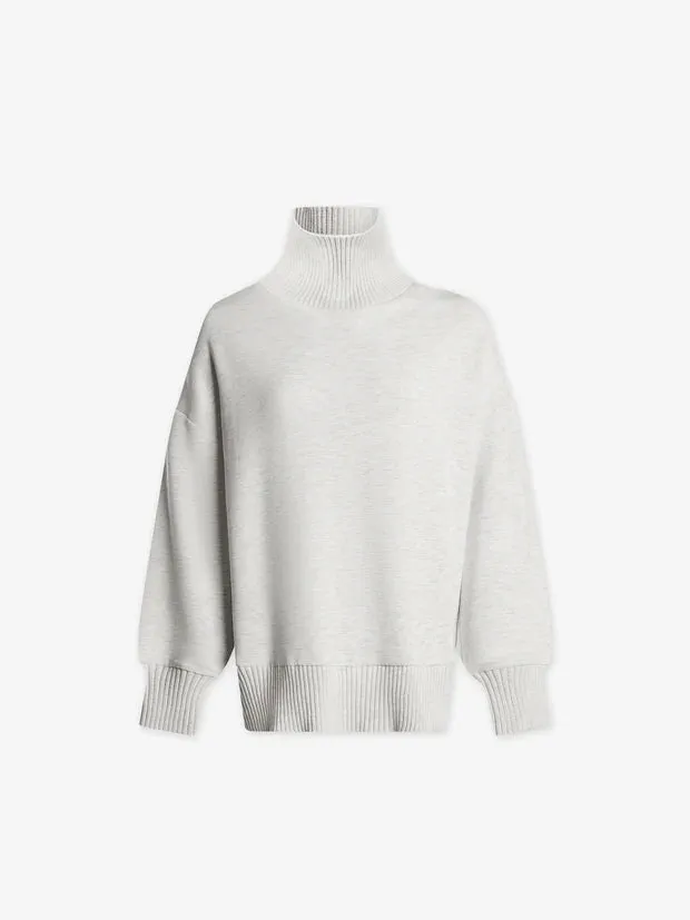 Ivory Marl Barker High Neck Pullover