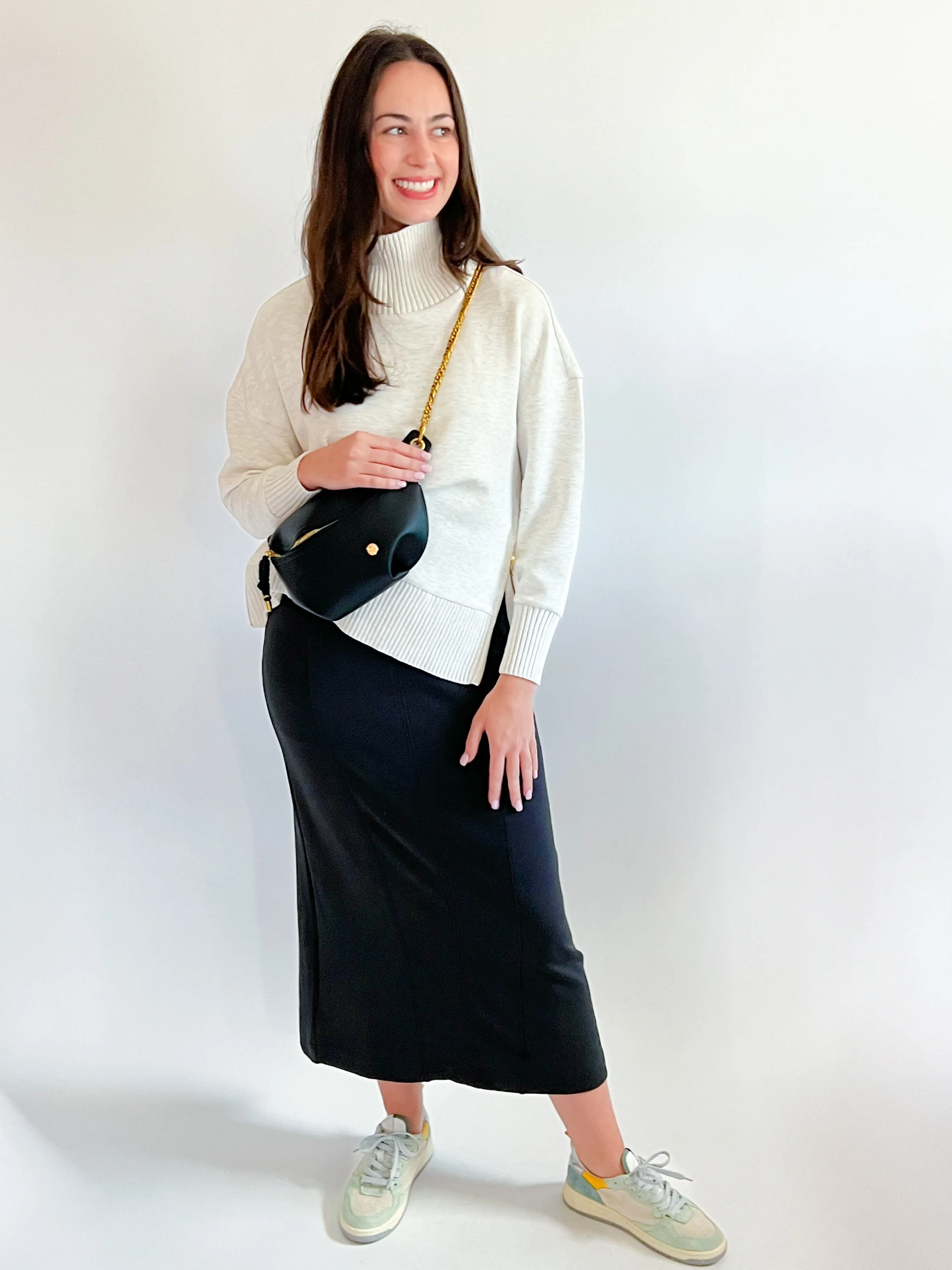 Ivory Marl Barker High Neck Pullover