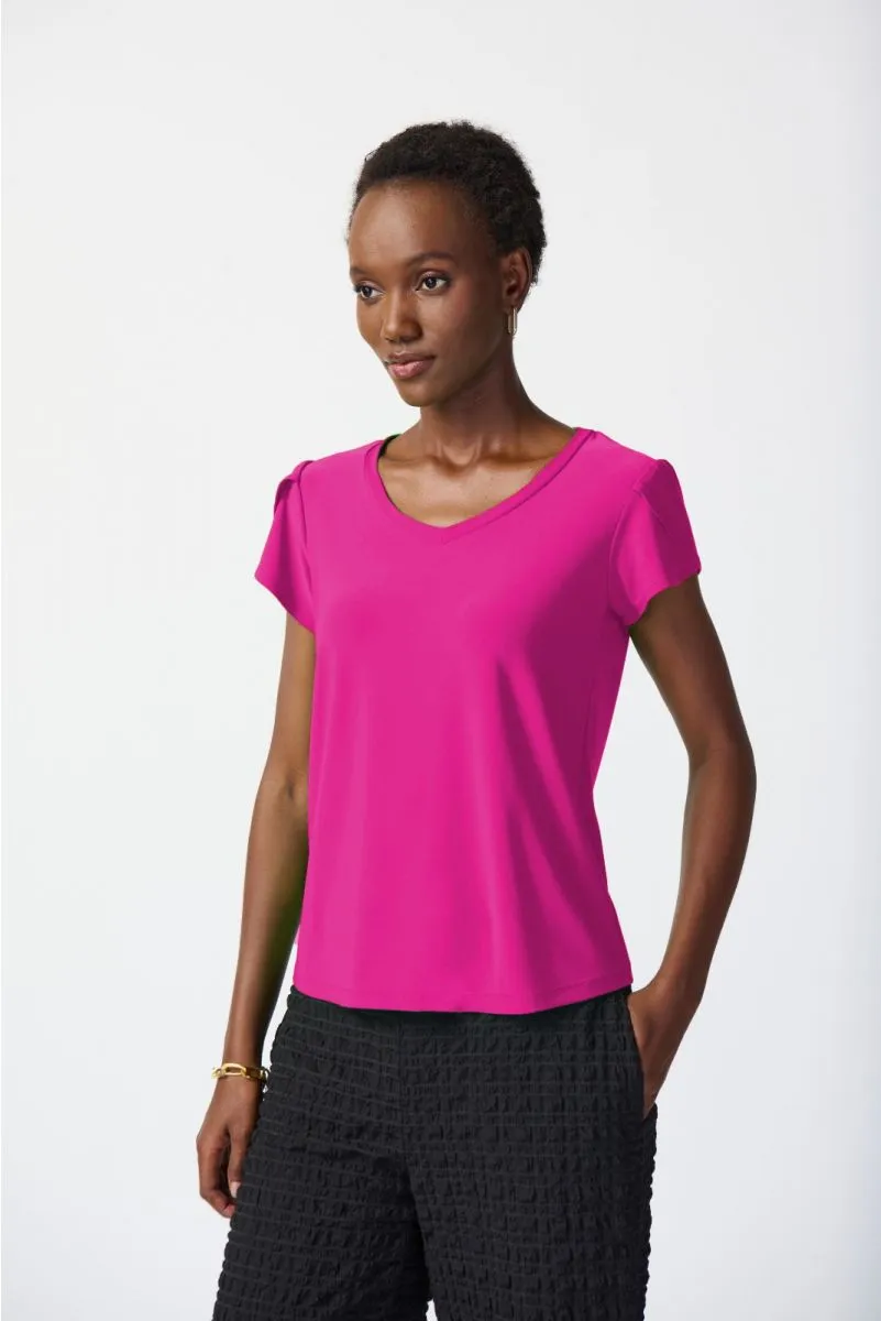 Joseph Ribkoff Short Tulip Sleeve V-Neck T-Shirt Top 241179