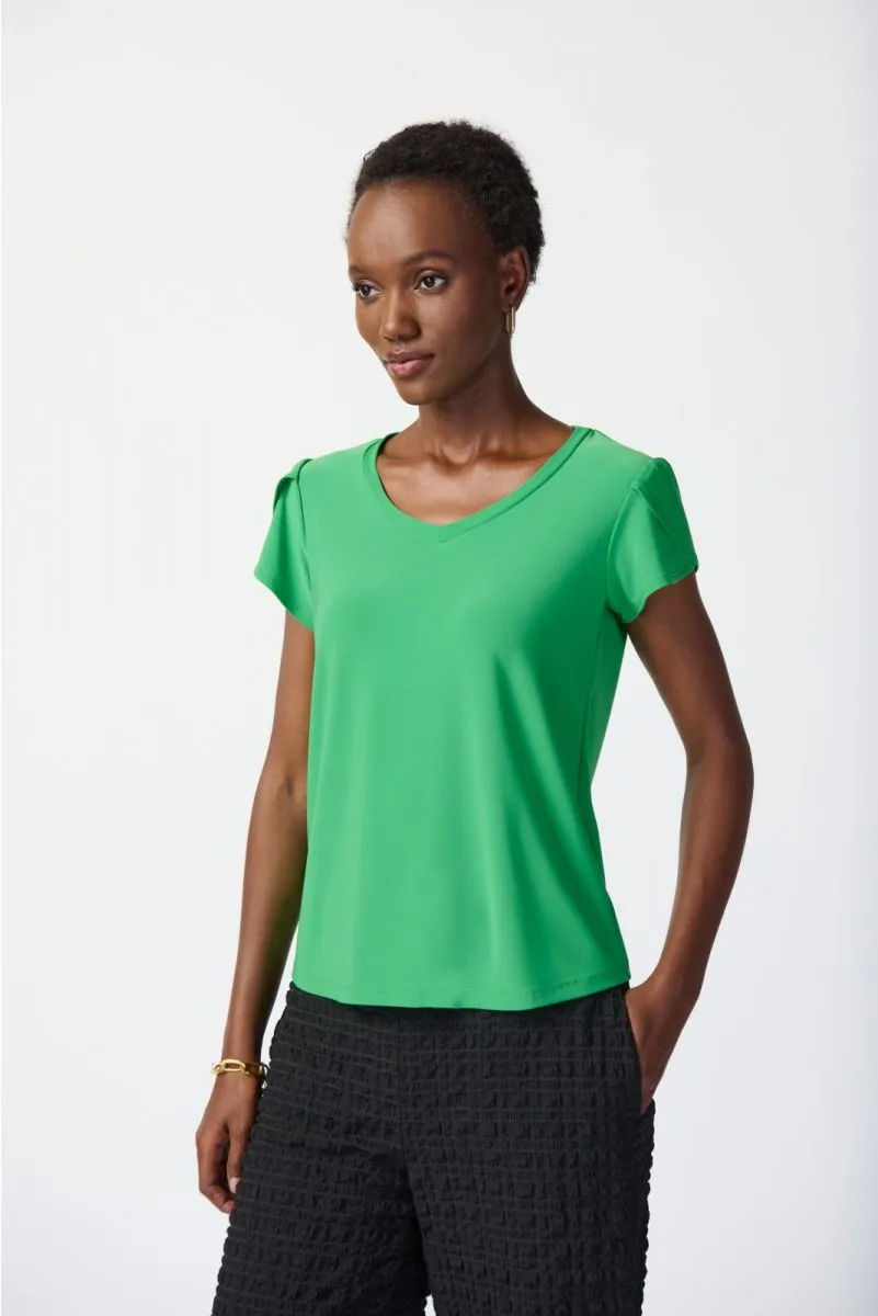 Joseph Ribkoff Short Tulip Sleeve V-Neck T-Shirt Top 241179