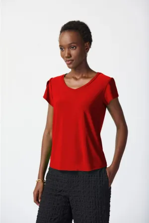 Joseph Ribkoff Short Tulip Sleeve V-Neck T-Shirt Top 241179