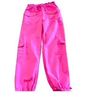 Juniors Neon Pink Nylon Pants..