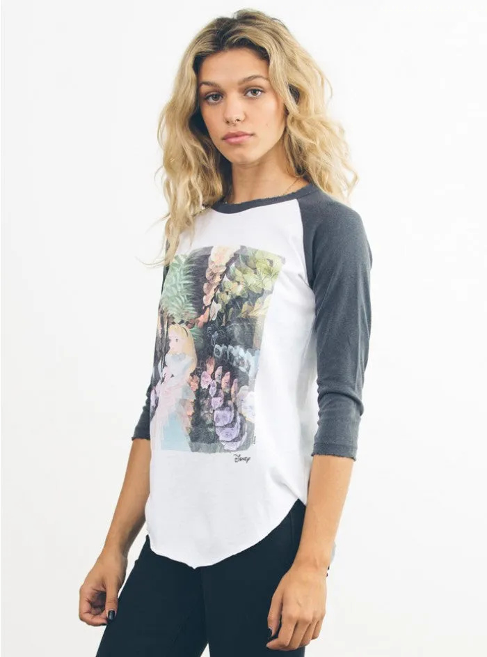 Junk Food Alice in Wonderland 3/4 Sleeve Raglan Womens T-Shirt
