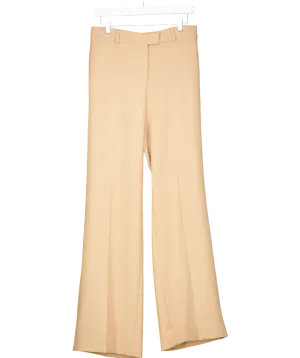 Karen Millen Beige Compact Stretch Tailored Wide Leg Trousers UK 12