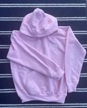 Kids Embroidered RBNY Wave Logo Pullover Hoodie Pink