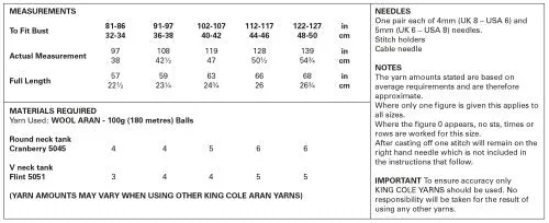 King Cole 5958 V-Neck and Round Neck Tank top