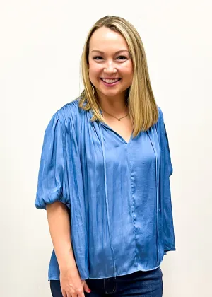 LBLOX Bubble Sleeves Blouse - Dusty Blue