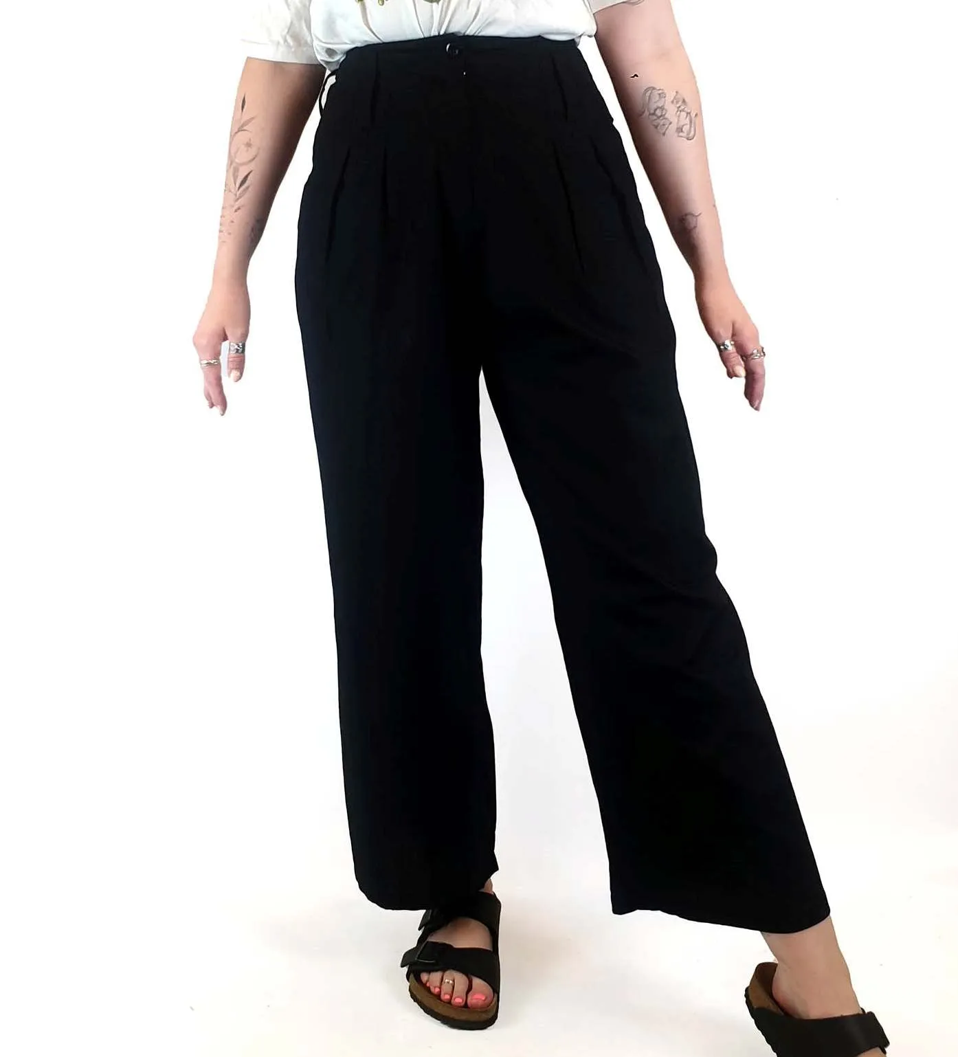 Leonard St black tailored style wide leg pants size 12