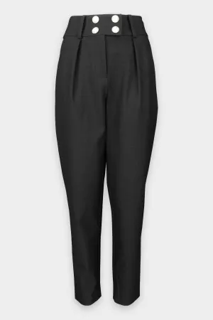 Leonie Pleated Tapered Pant in Black