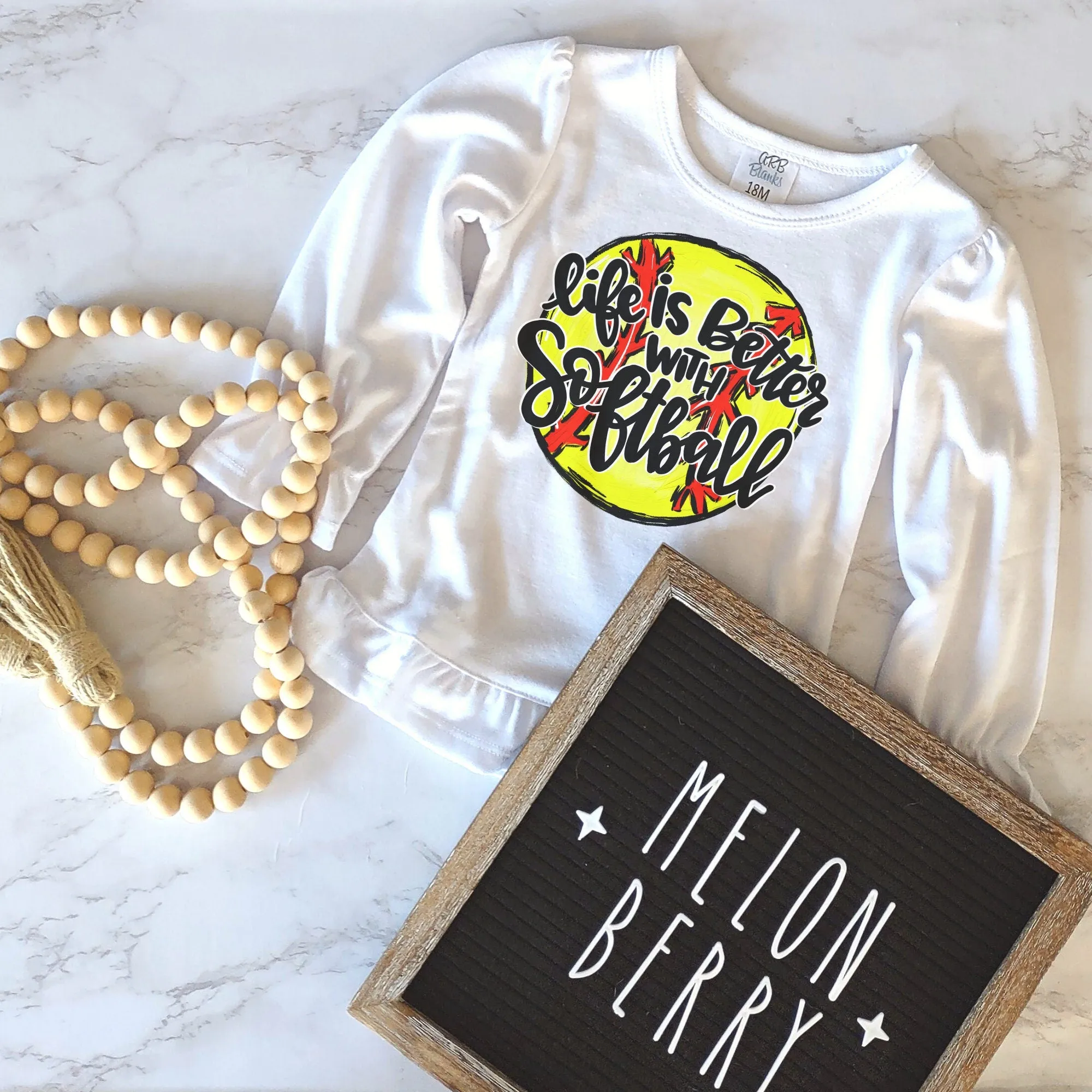 Life Is Better With Softball Ruffle Tee