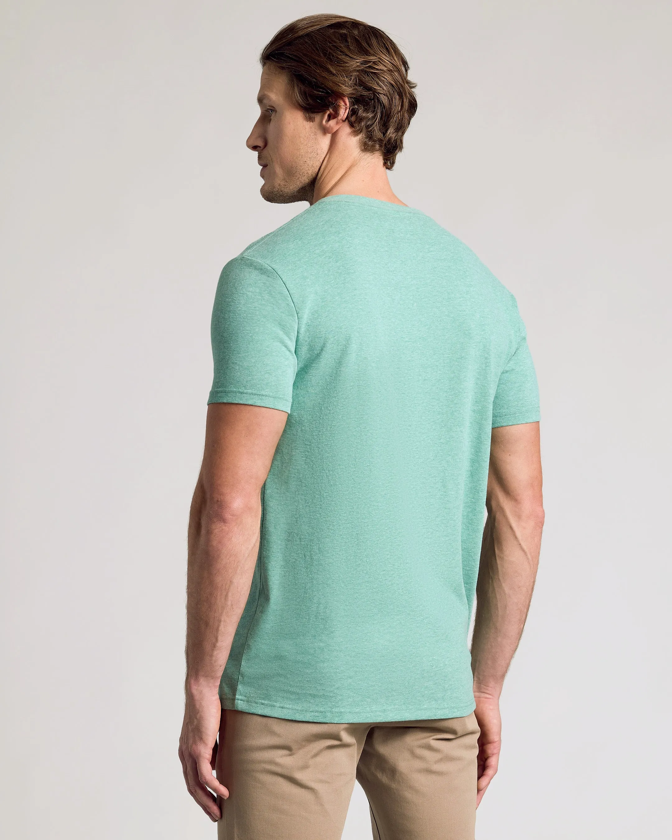 Light Heather Greenery V-Neck Tee