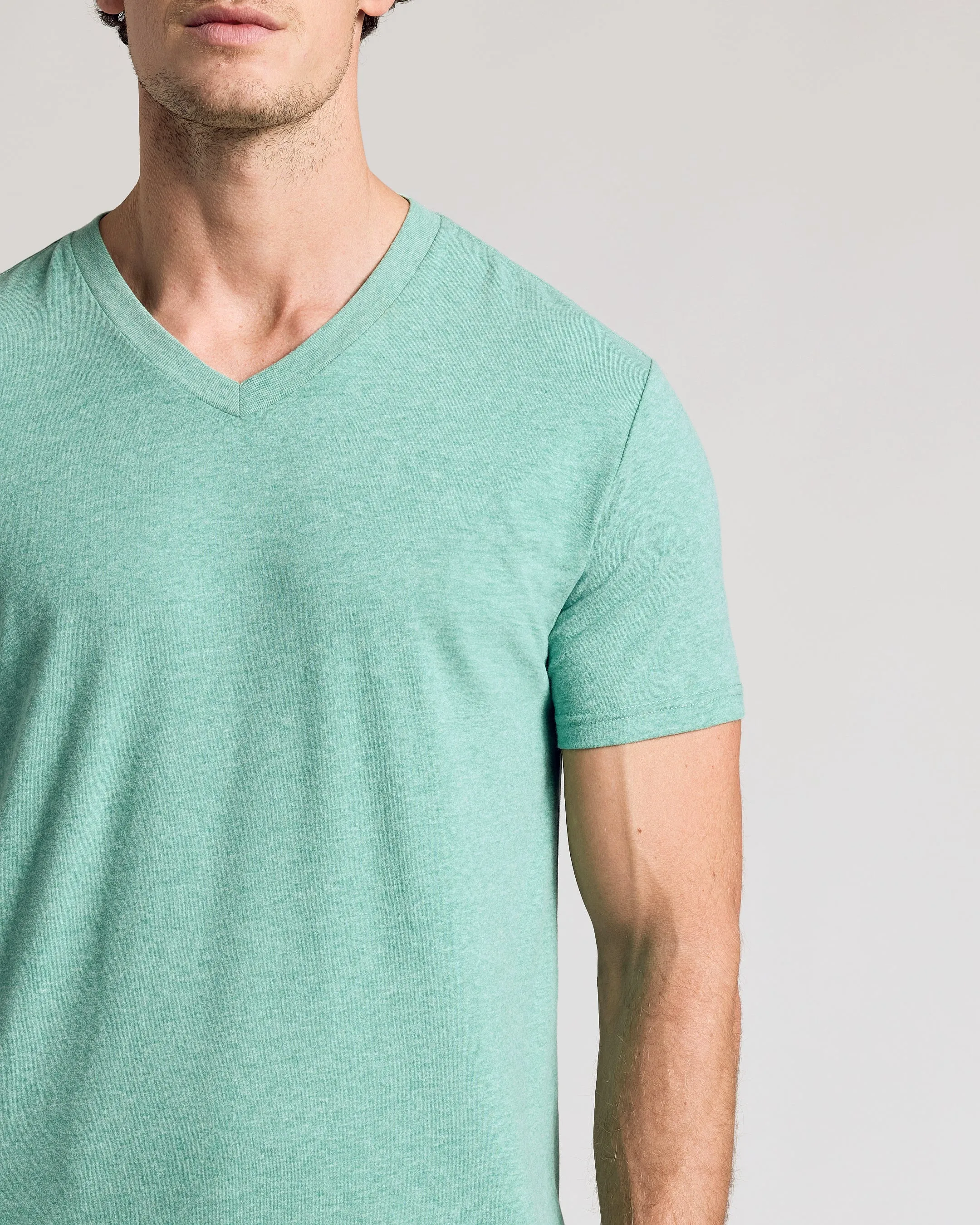 Light Heather Greenery V-Neck Tee