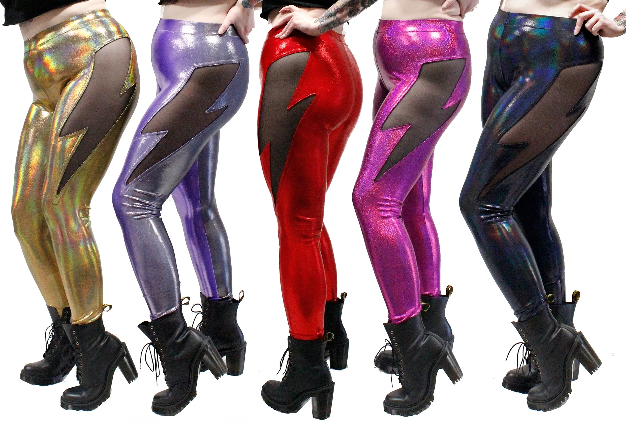 Lightning Leggings in Pink Holographic Shimmer