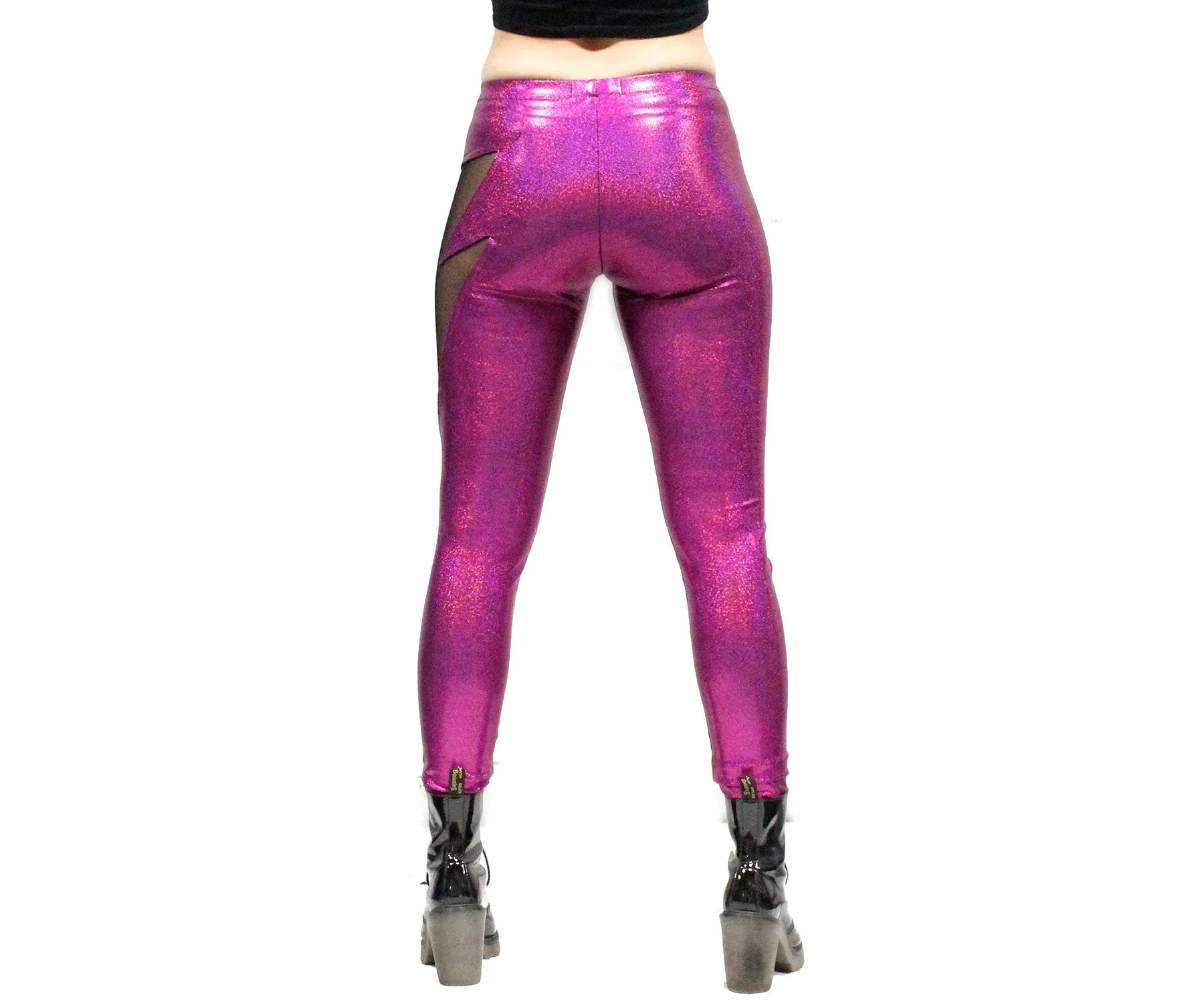 Lightning Leggings in Pink Holographic Shimmer