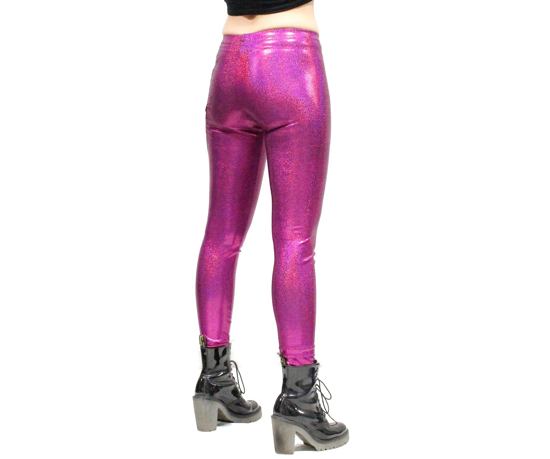 Lightning Leggings in Pink Holographic Shimmer