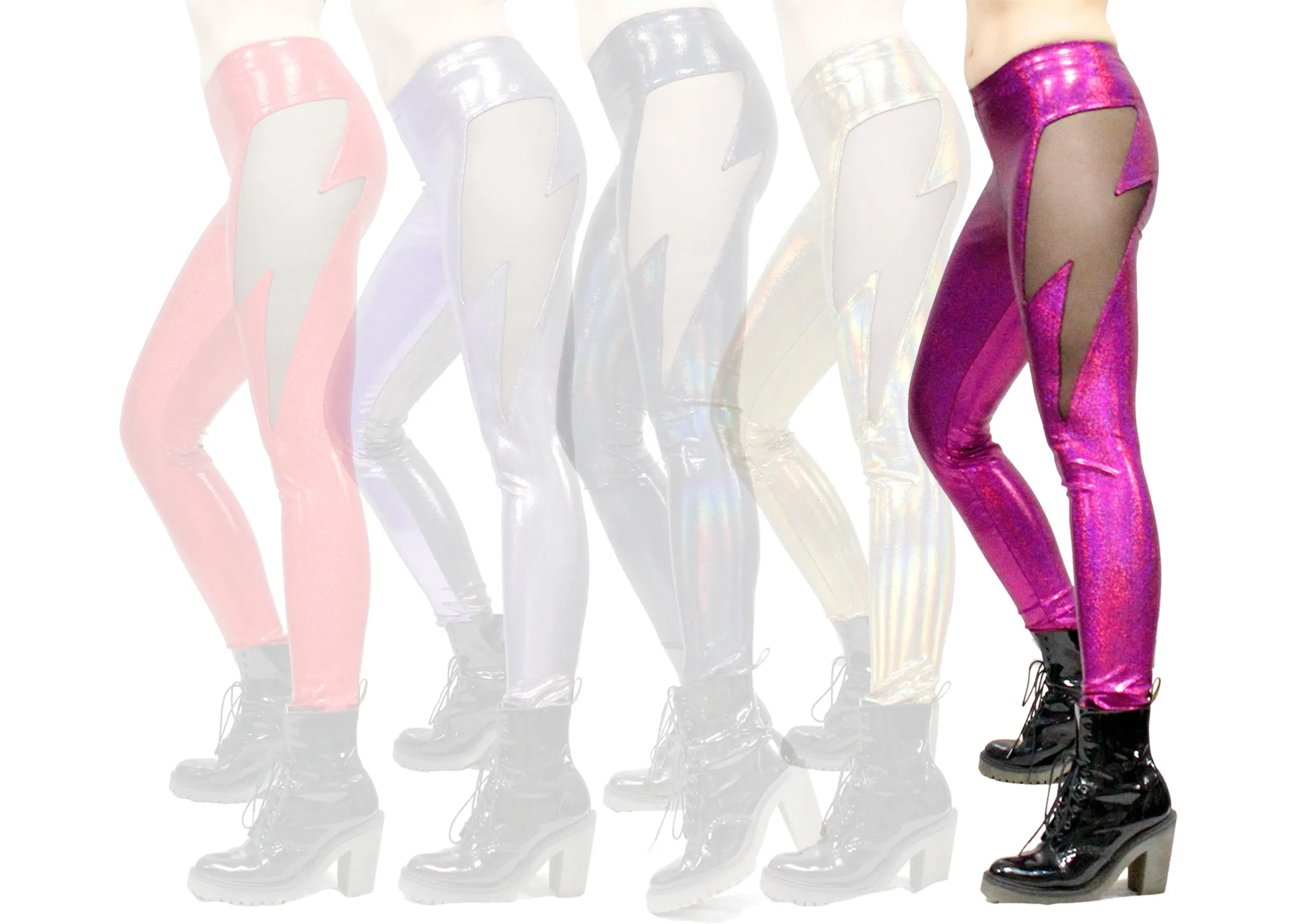 Lightning Leggings in Pink Holographic Shimmer