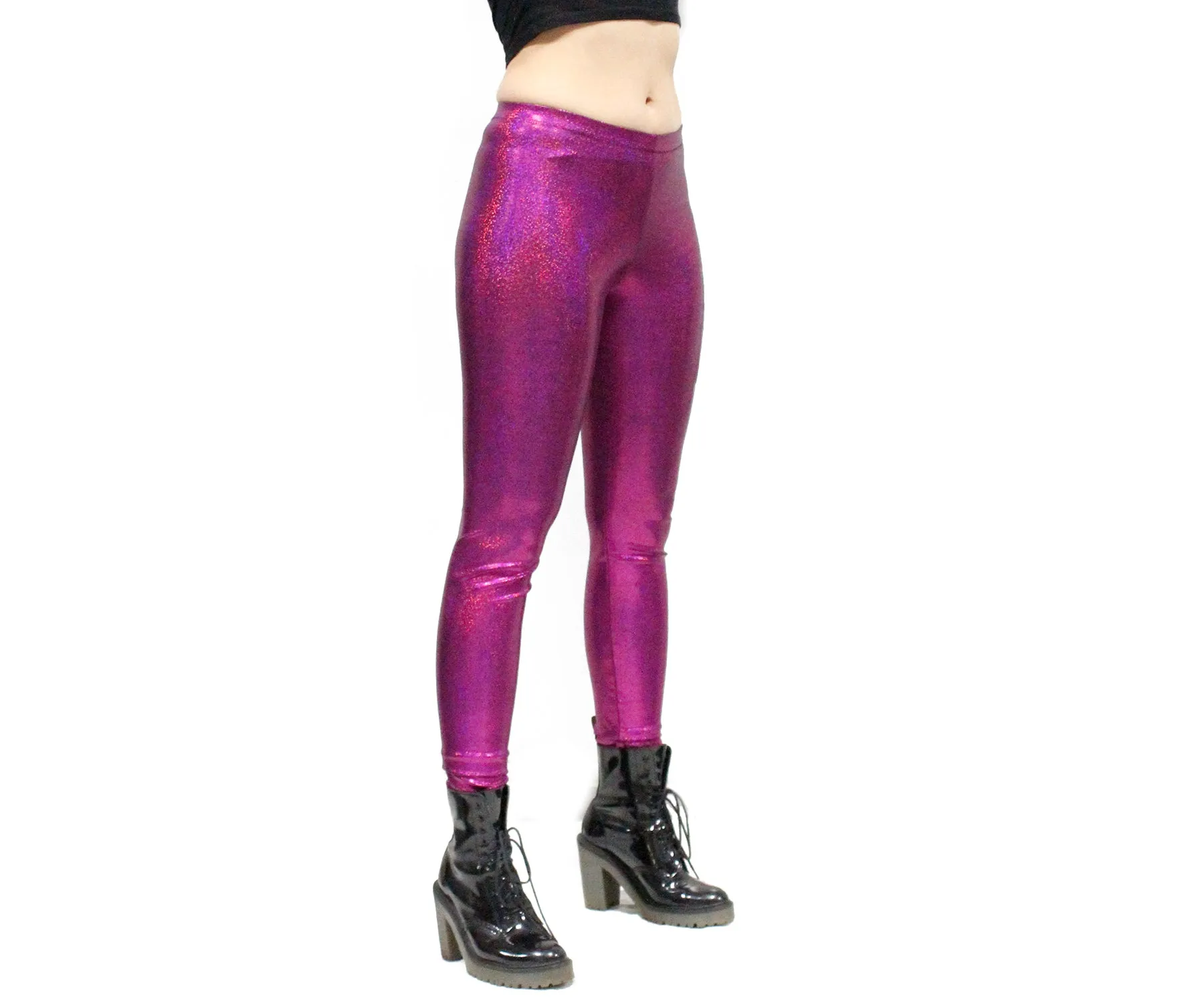 Lightning Leggings in Pink Holographic Shimmer