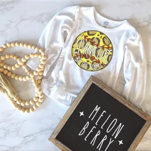 Living Life By The Seams Softball Ruffle Tee