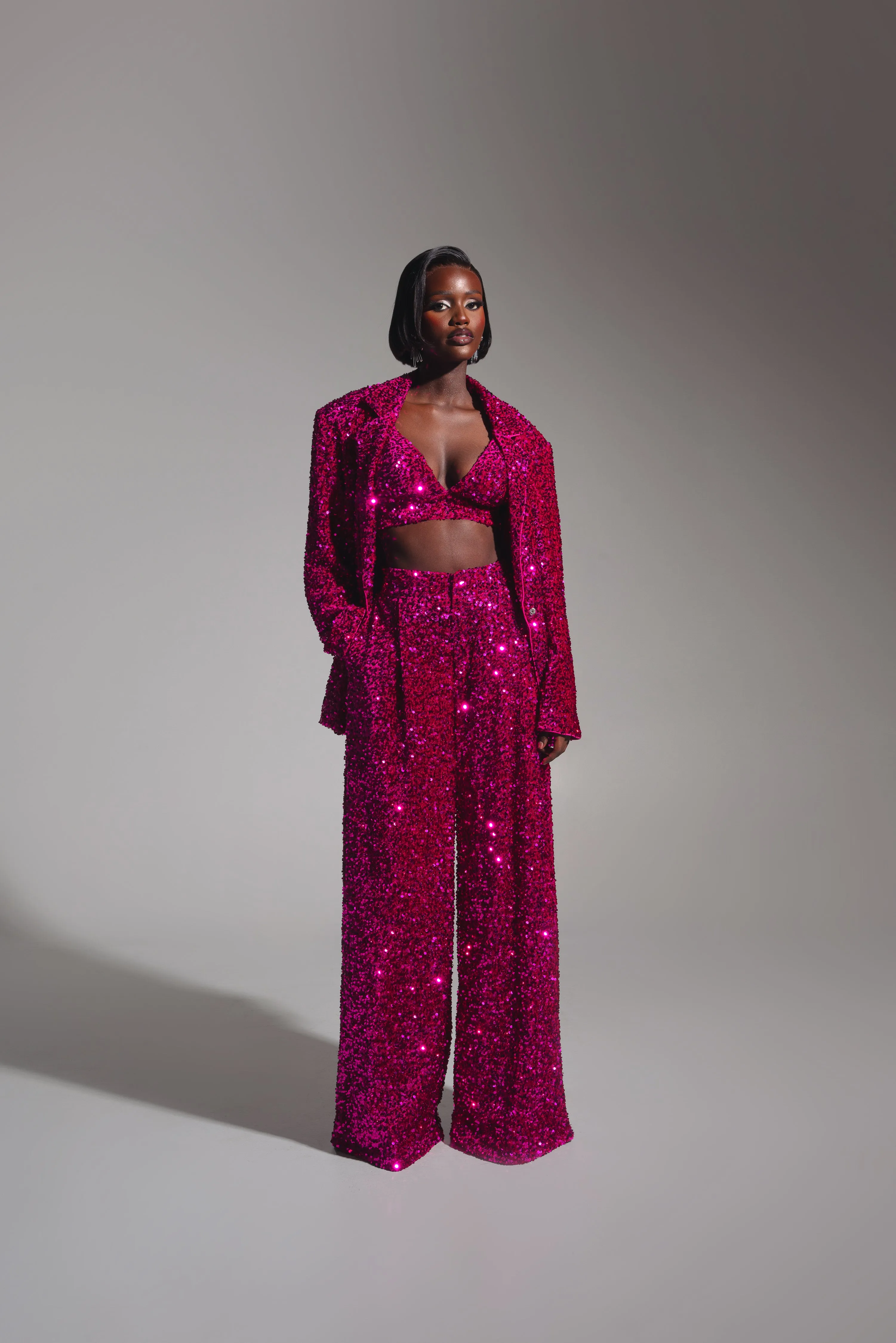 LIZA Sequin Pants in MAGENTA