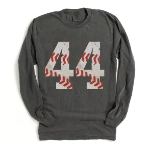 LONG SLEEVE Comfort Colors or Bella Custom Vintage Baseball Shirt - Baseball Mom/ Baseball Girlfriend/ Baseball Fan Shirt with Number