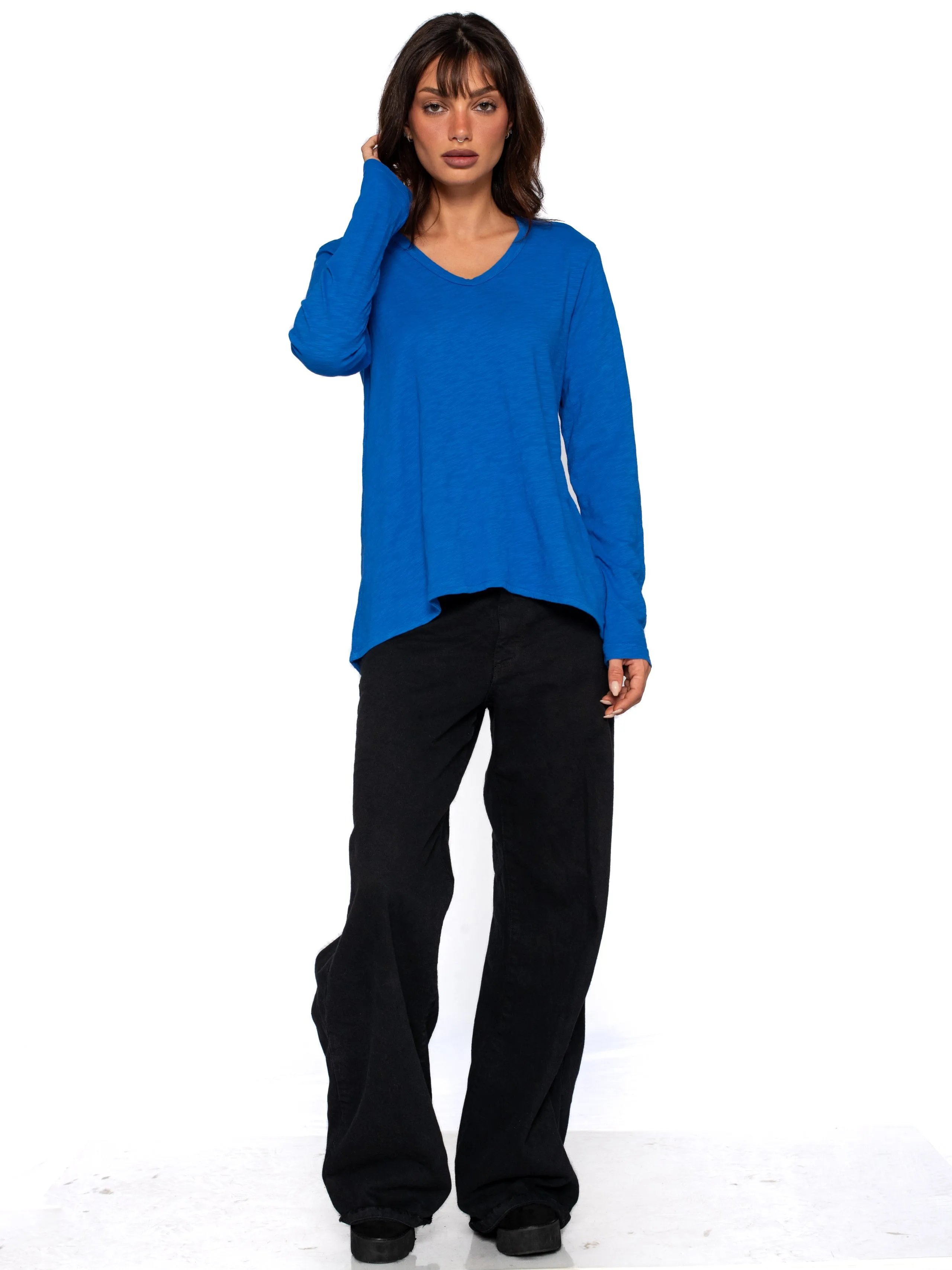 Long Sleeve Shrunken Boyfriend Top