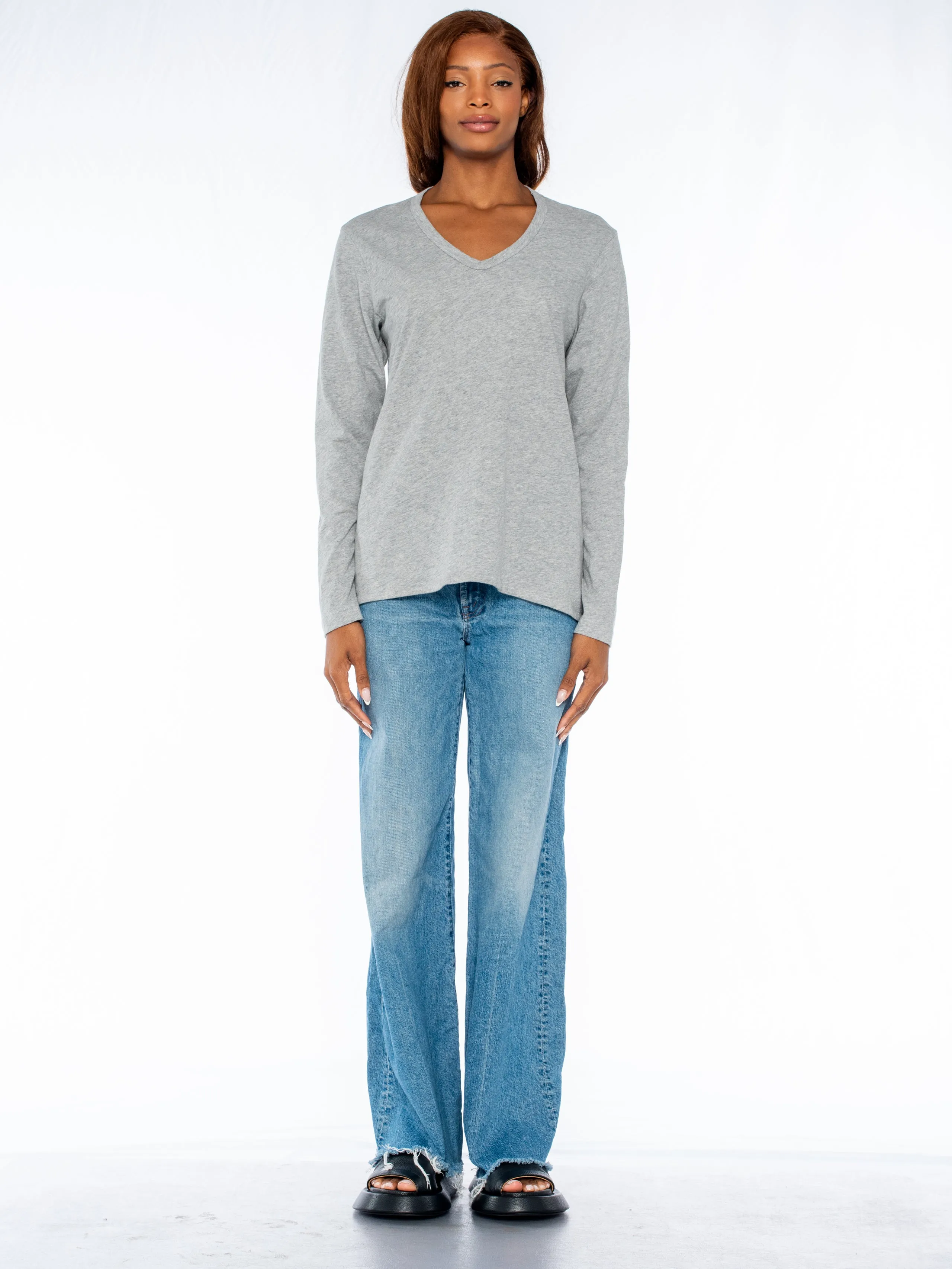 Long Sleeve Shrunken Boyfriend Top