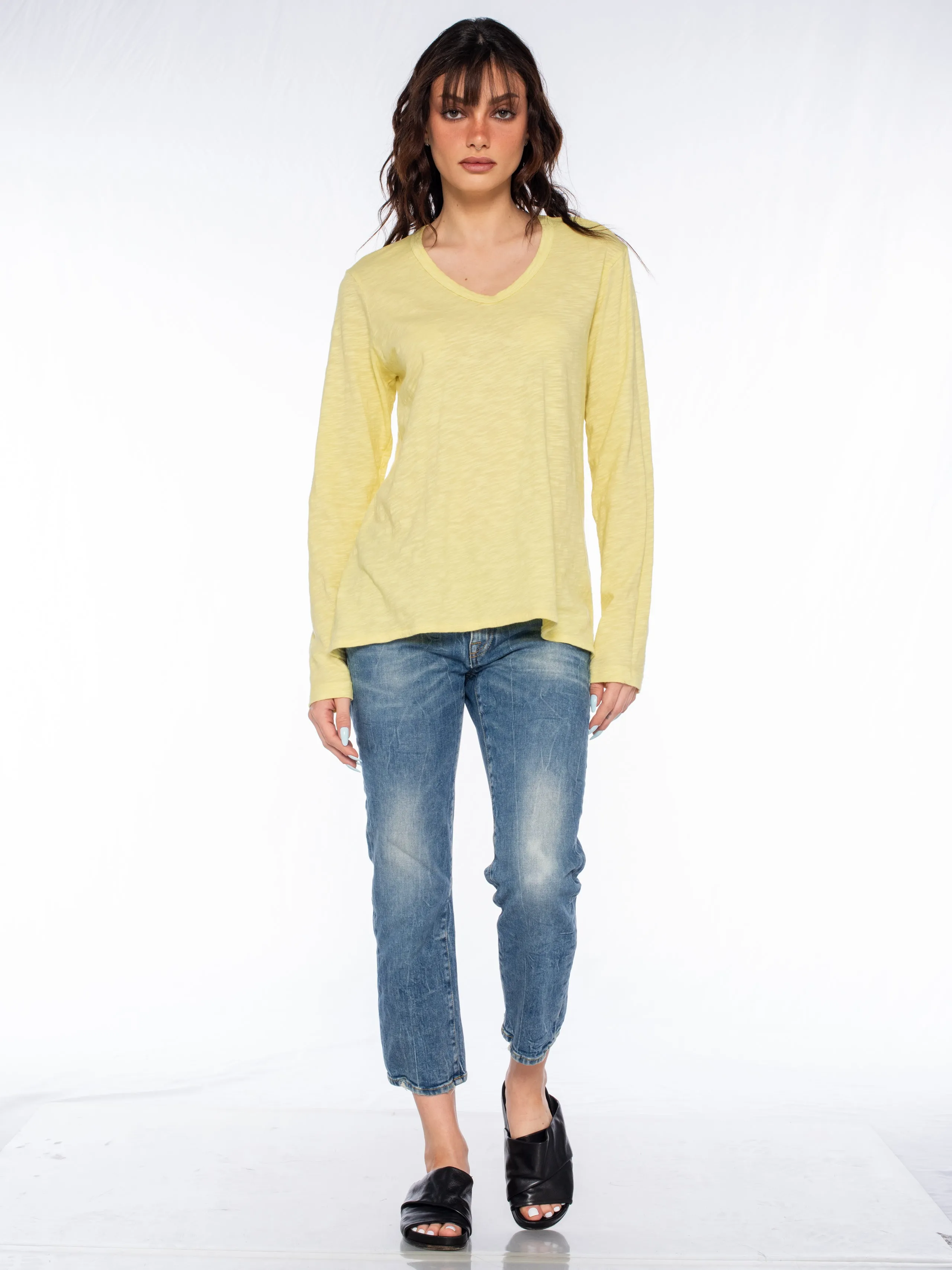 Long Sleeve Shrunken Boyfriend Top
