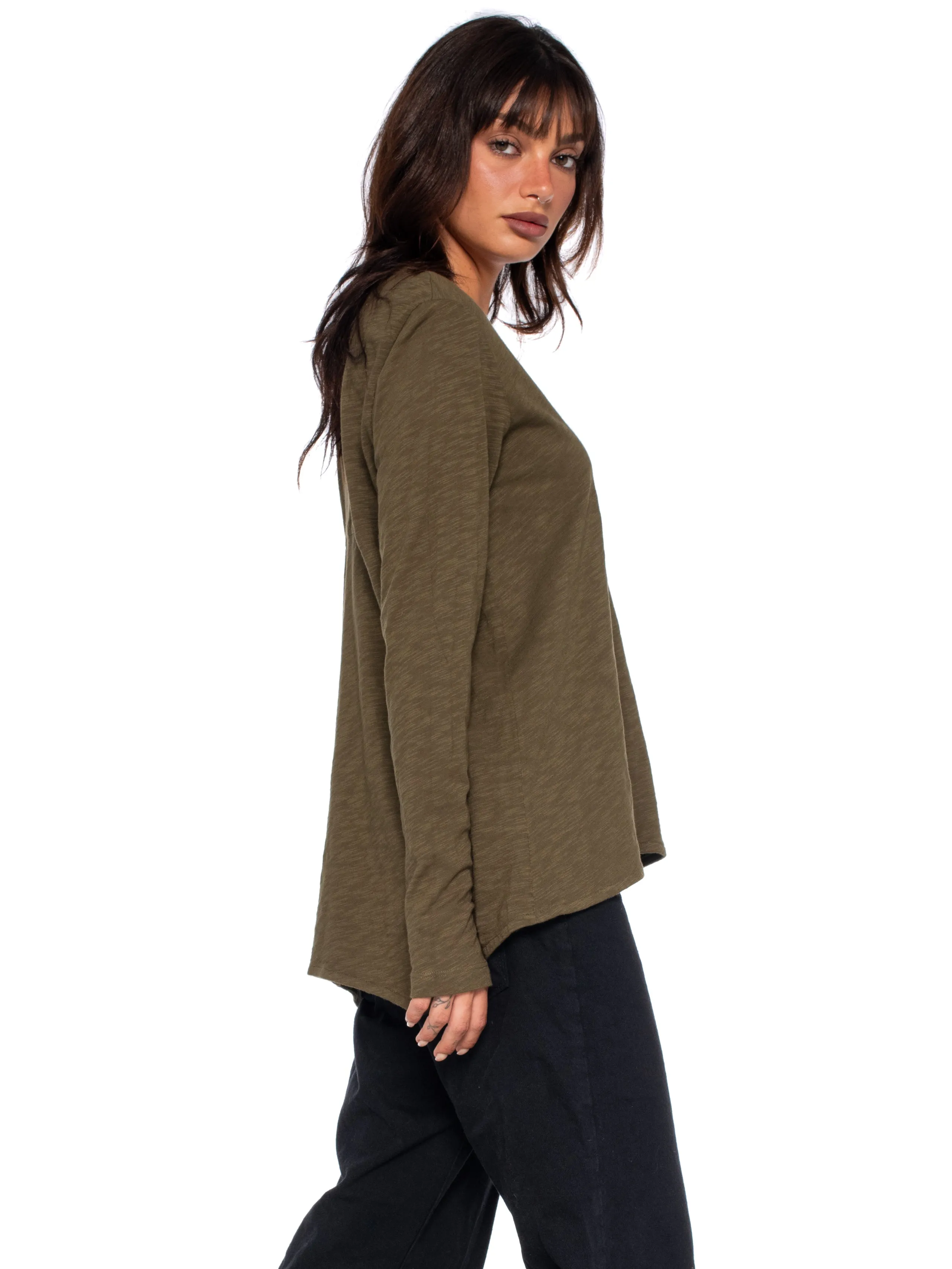 Long Sleeve Shrunken Boyfriend Top