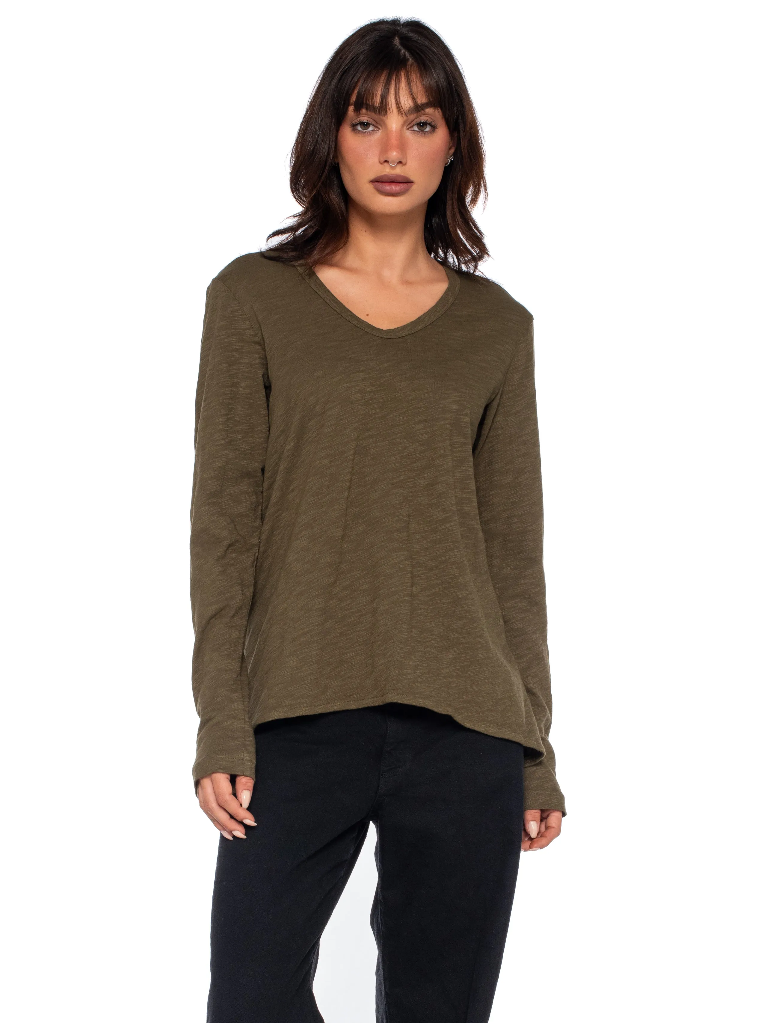 Long Sleeve Shrunken Boyfriend Top