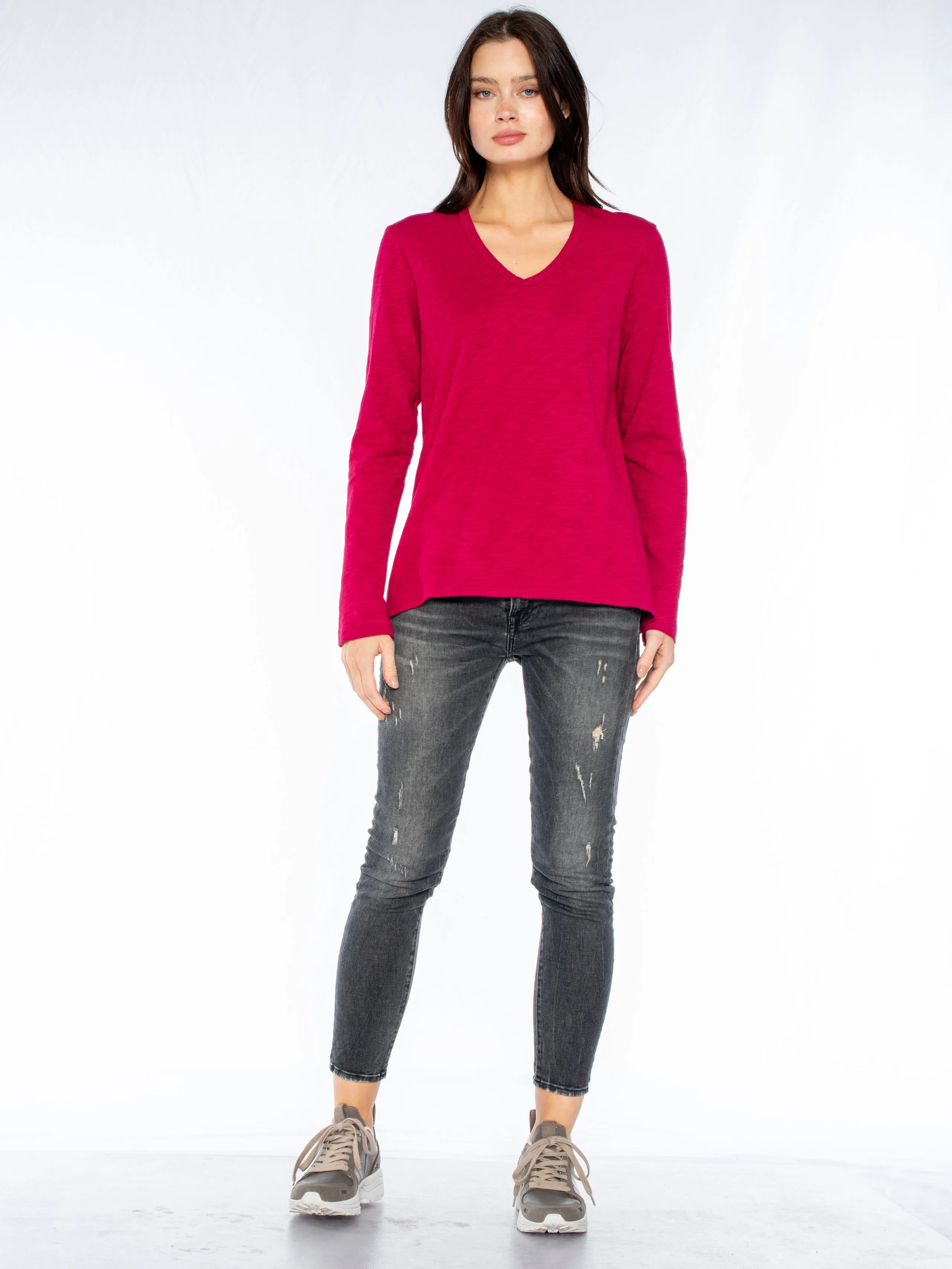 Long Sleeve Shrunken Boyfriend Top
