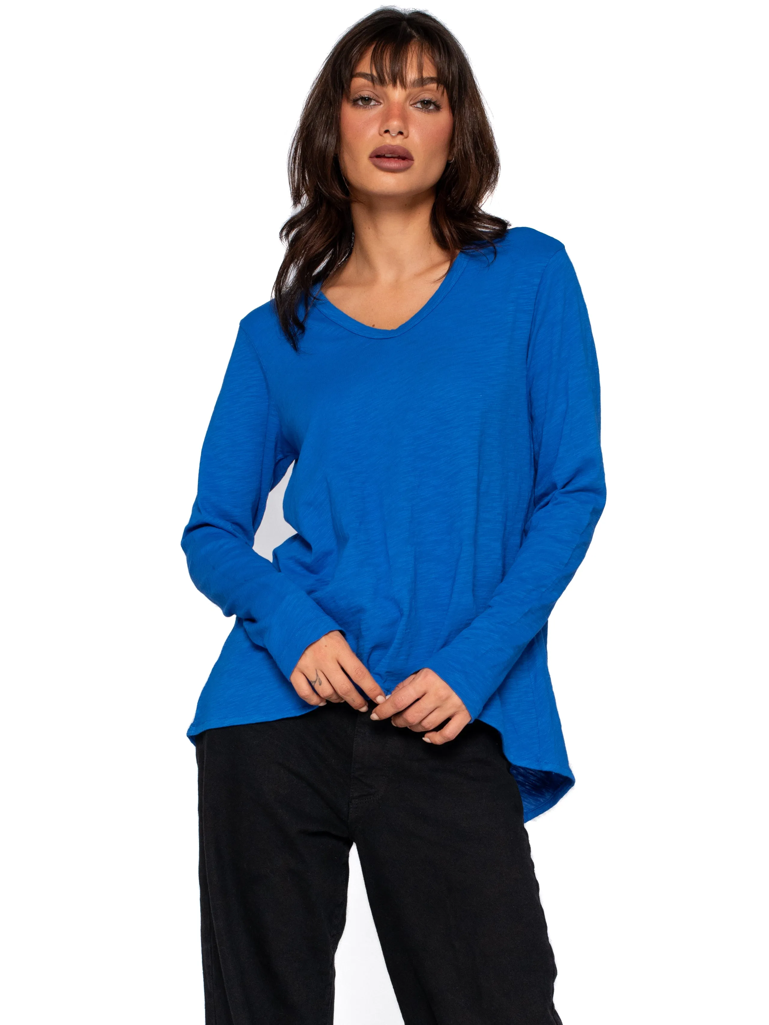 Long Sleeve Shrunken Boyfriend Top