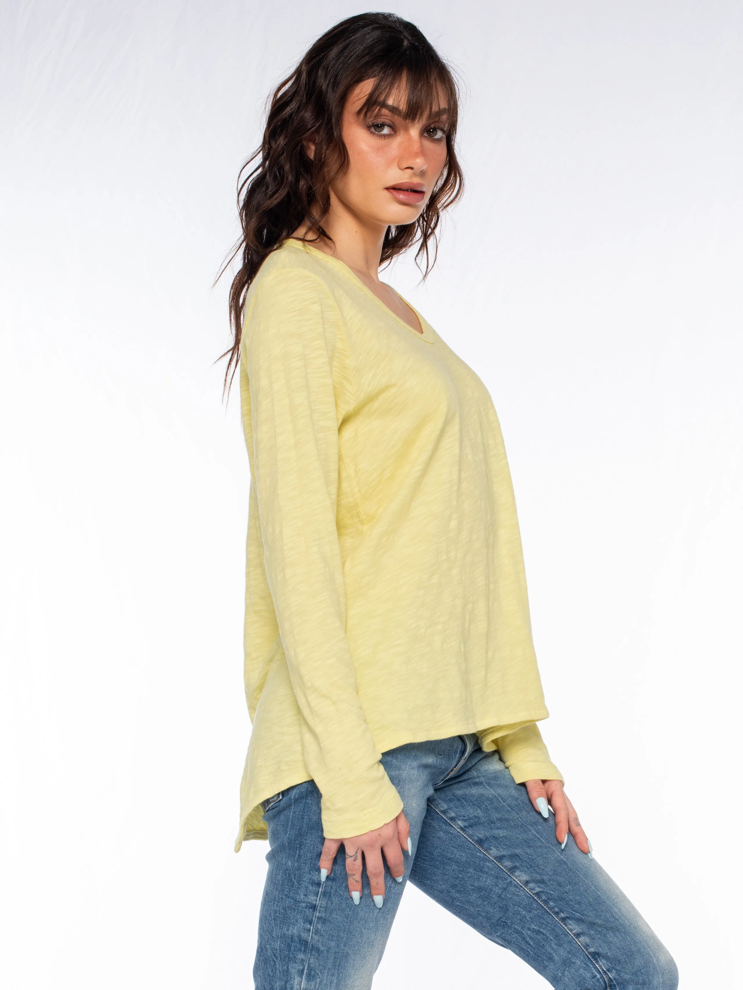 Long Sleeve Shrunken Boyfriend Top