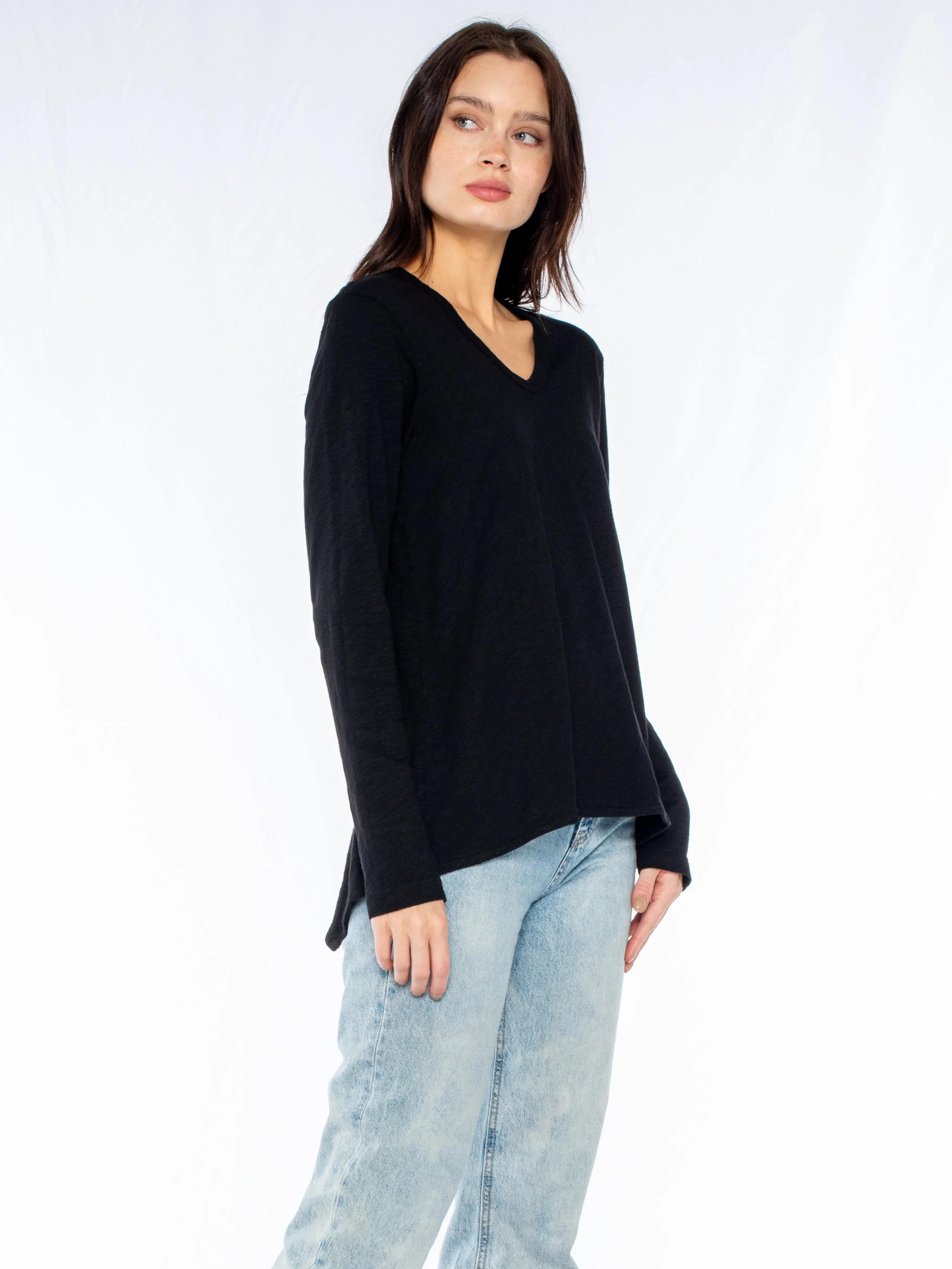Long Sleeve Shrunken Boyfriend Top