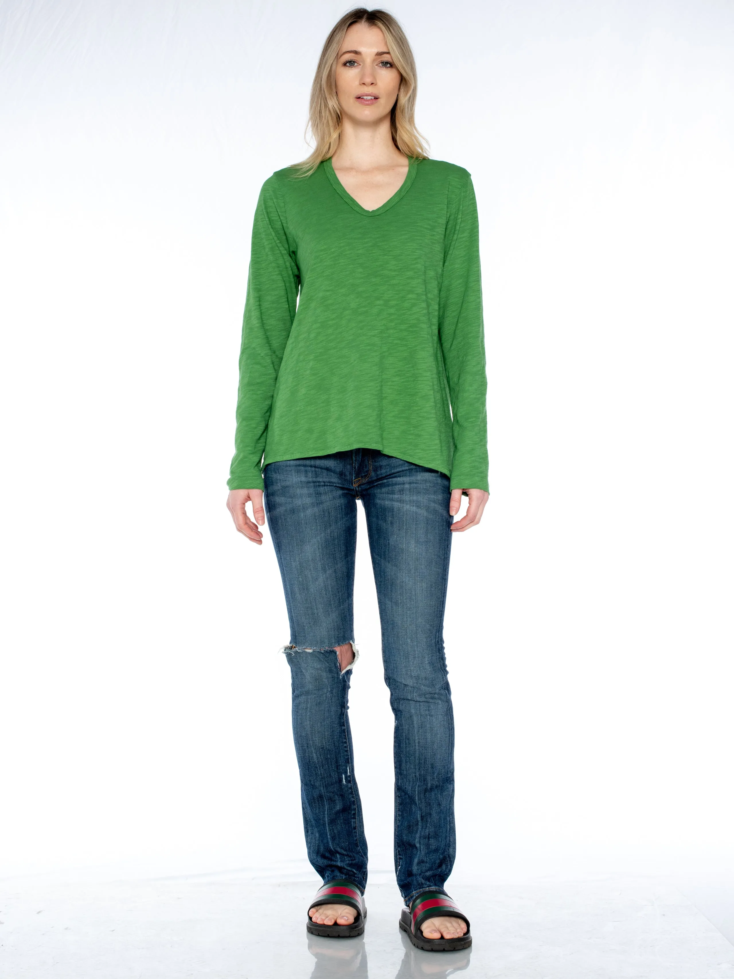 Long Sleeve Shrunken Boyfriend Top
