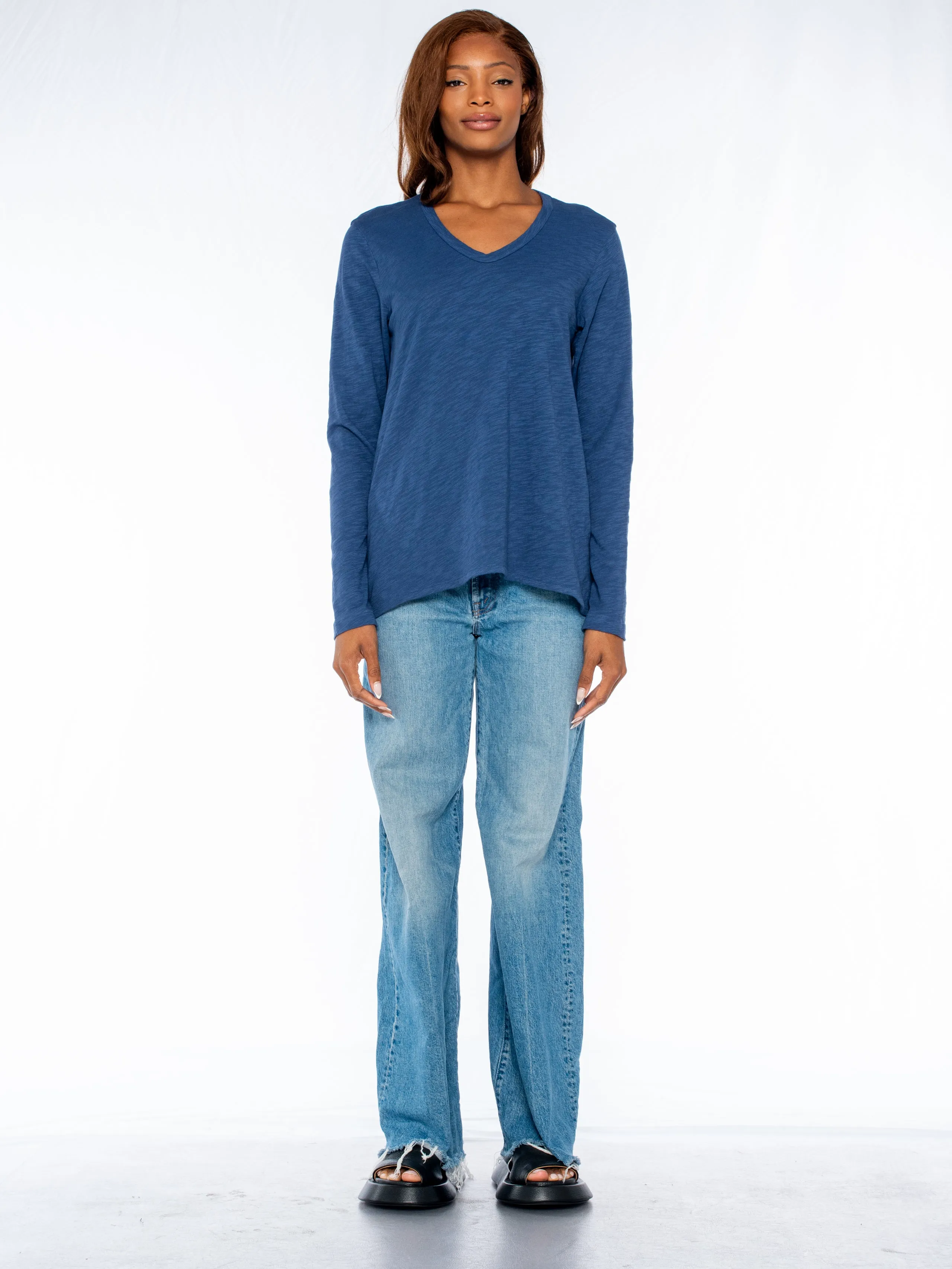 Long Sleeve Shrunken Boyfriend Top
