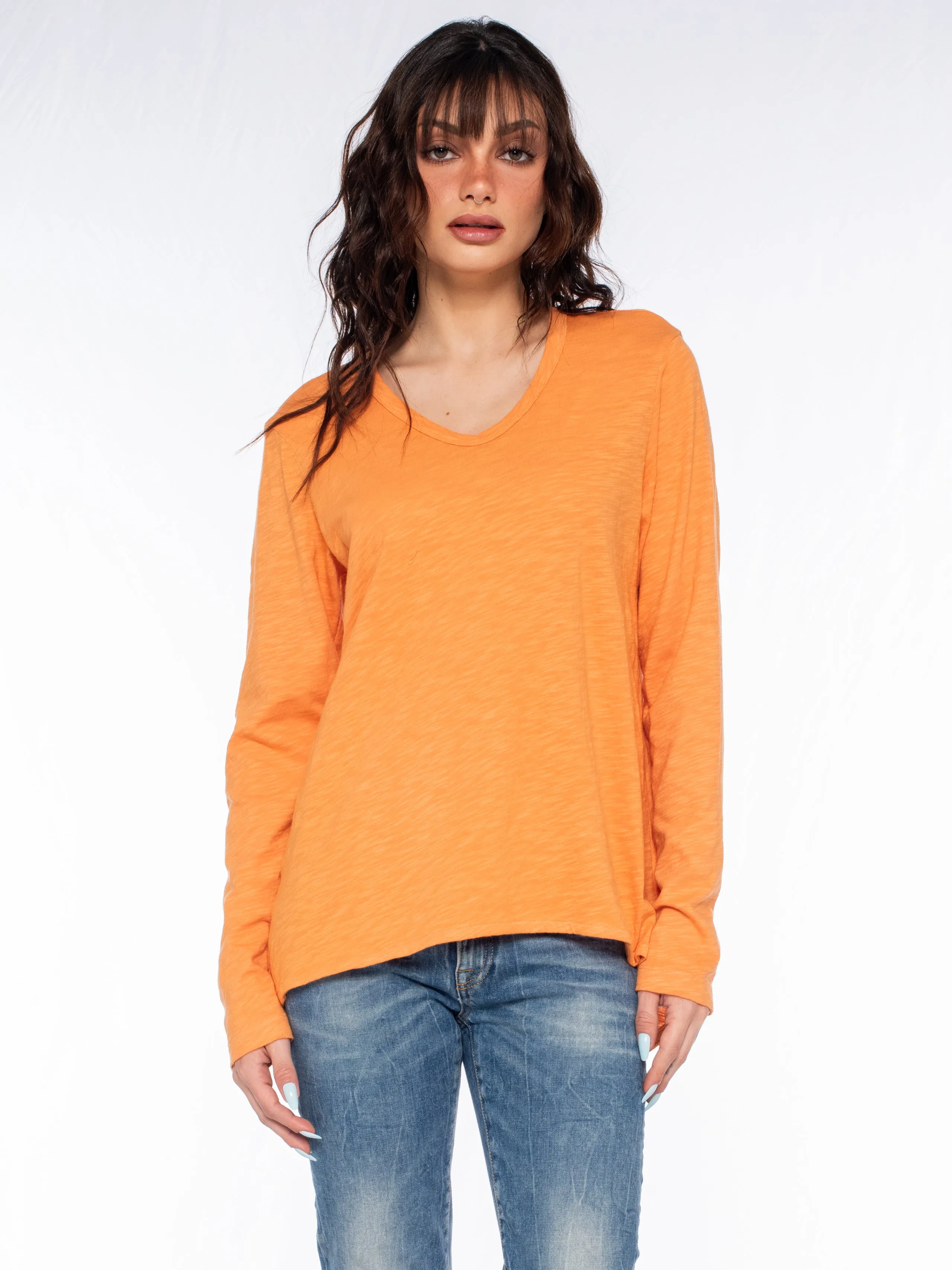 Long Sleeve Shrunken Boyfriend Top