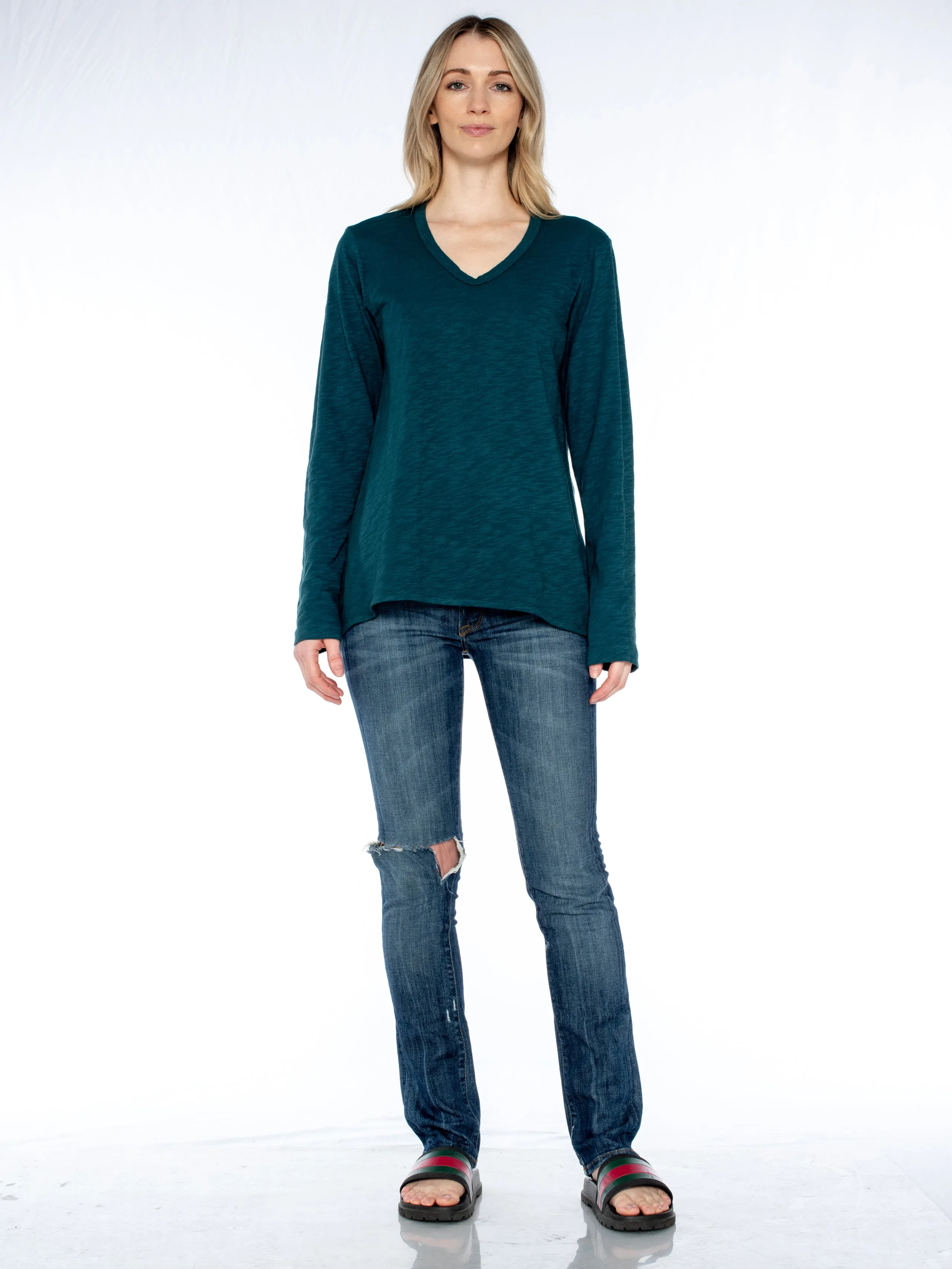 Long Sleeve Shrunken Boyfriend Top