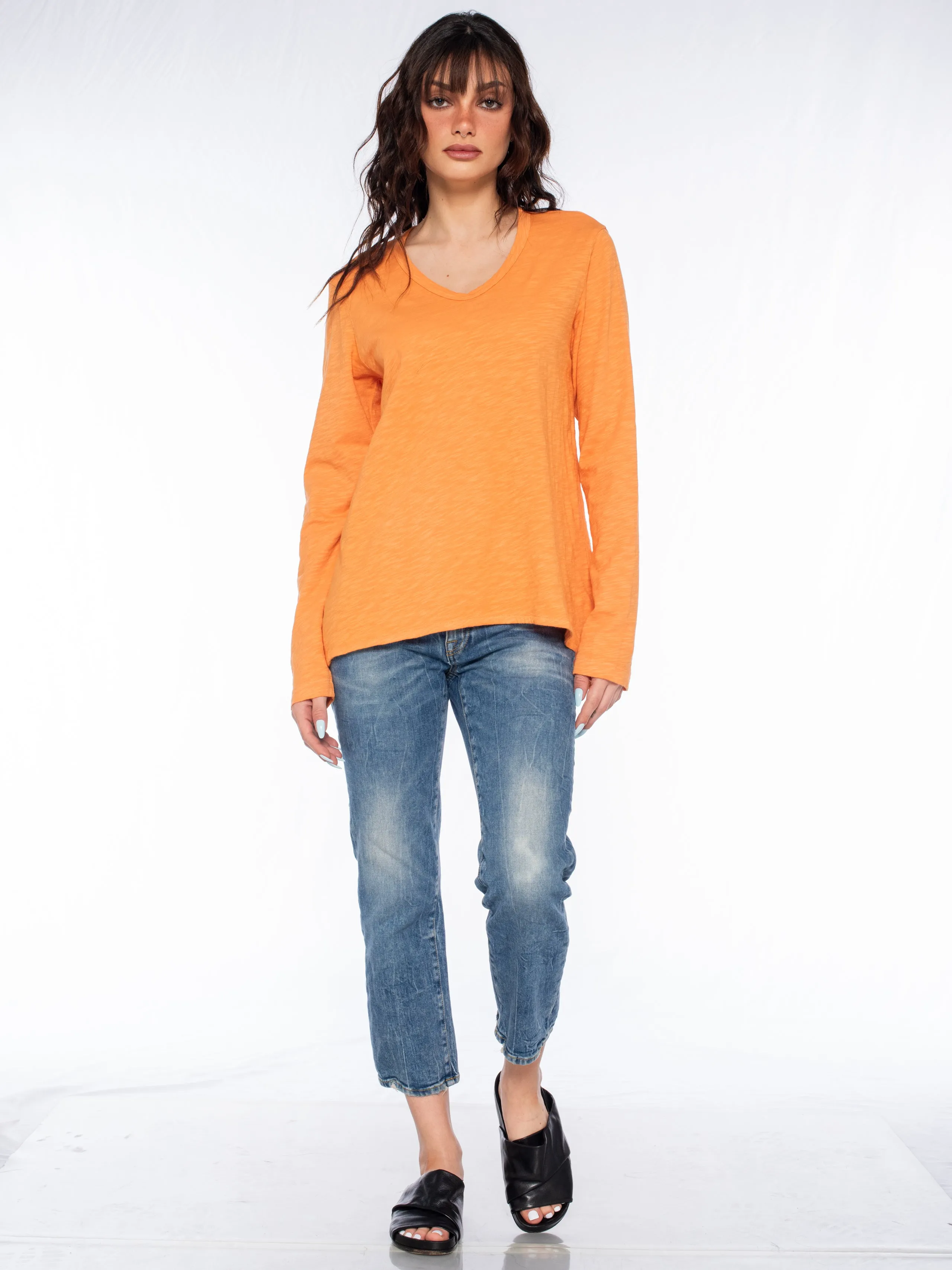 Long Sleeve Shrunken Boyfriend Top