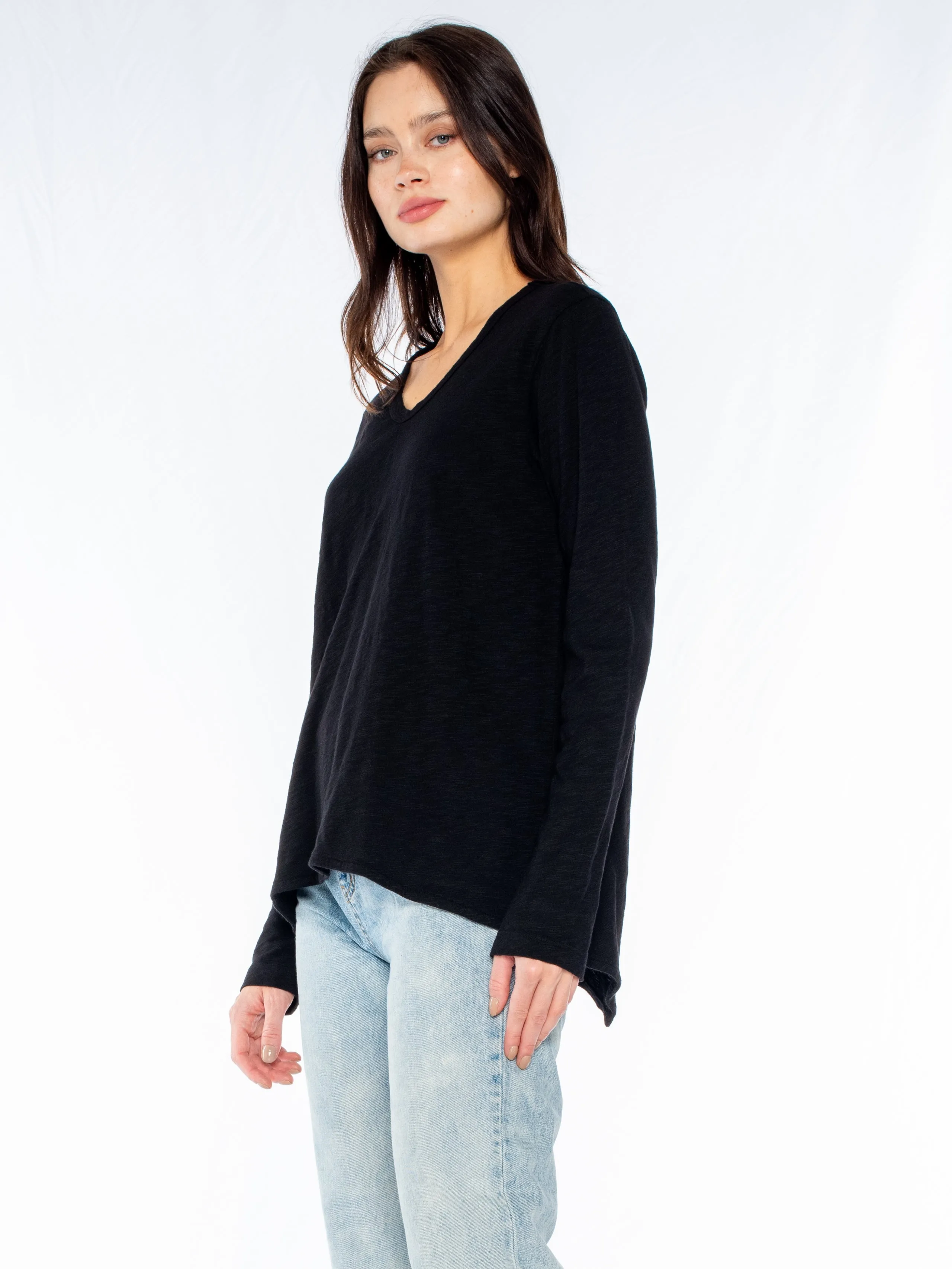 Long Sleeve Shrunken Boyfriend Top