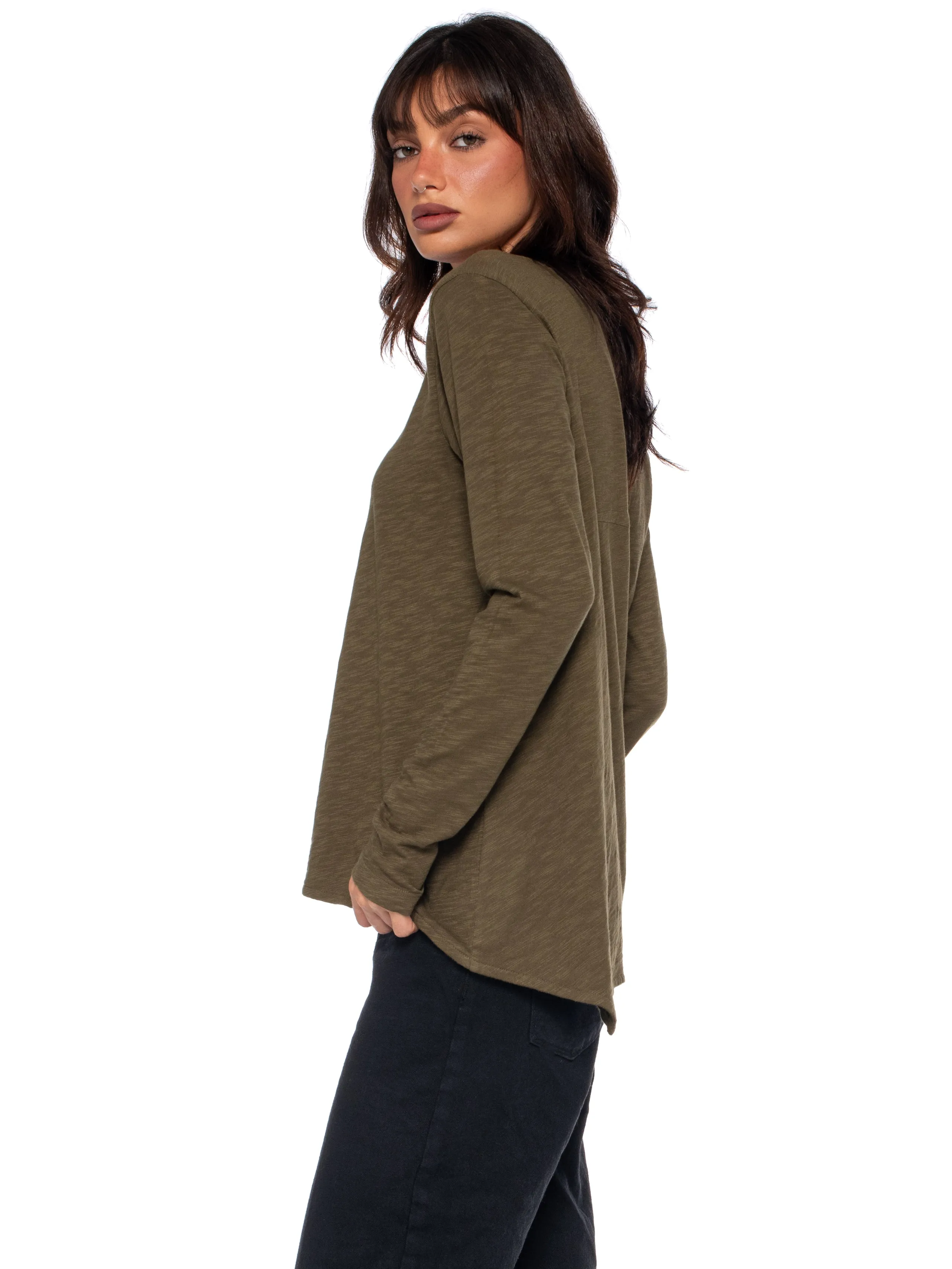 Long Sleeve Shrunken Boyfriend Top