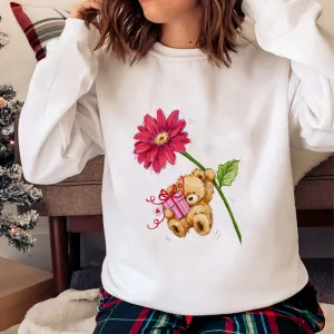 Lovely Christmas O-Neck White Sweater B
